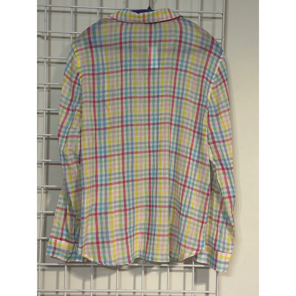 Talbots Womens Plaid Button Down Shirt Multicolor‎ Lightweight Cotton Medium - Picture 2 of 6